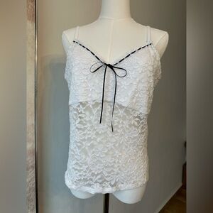 Hollister Fairy Coquette Y2K Style white lace cami top